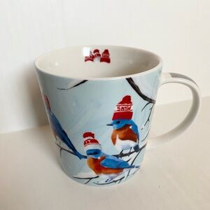 PPD New Bone China Birds in Hats Let It Snow Bluebirds Winter Mug –